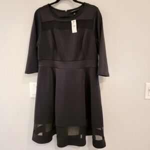 NWT Lane Bryant scuba knit stretch black dress size 14/16 petite XLP 1XP